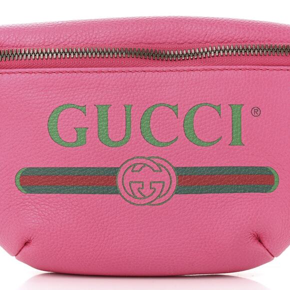 GUCCI Pink Grained Calfskin GG Logo Web Stripe Small Bum Belt Sling Bag - Picture 4 of 9